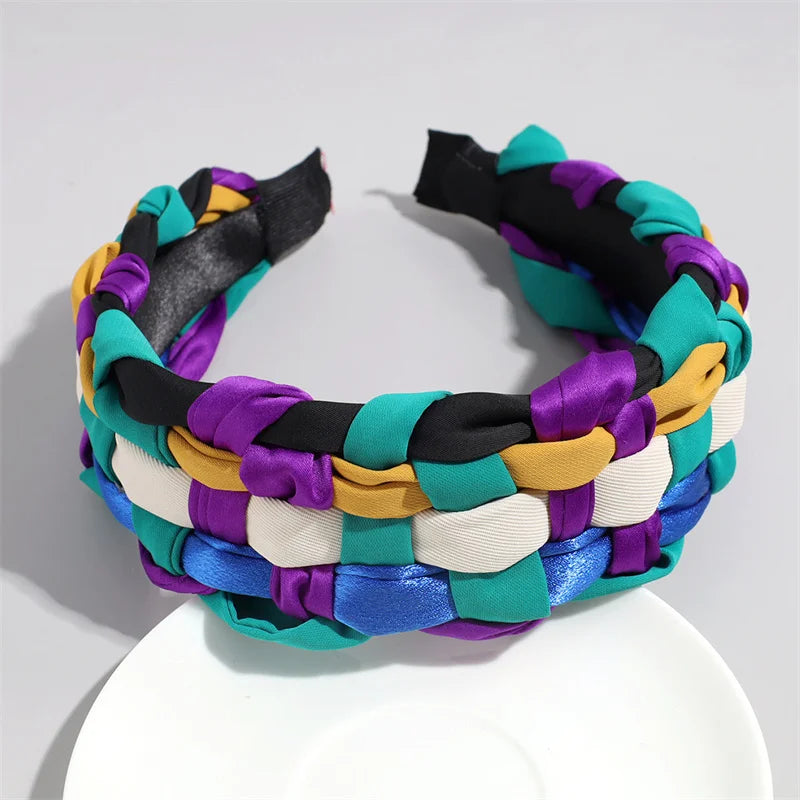 4.5-5CM Stunning Wide Women Headpiece Satin Cloth Braided Headbands for Woman Ladies Daily Shopping Party Head Hoop Accessories