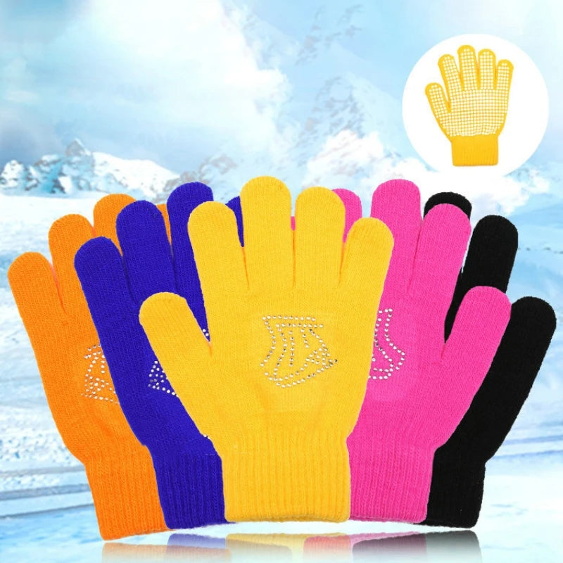 1 paire de gants antidérapants pour enfants, en caoutchouc, chauds et extensibles, pour l'hiver, pour garçons et filles, pour le sport, le ski, le cyclisme, la pêche, en tricot