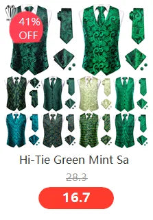 Hi-Tie Nœuds papillon verts de Noël pour hommes Cravate papillon en soie Ensemble de boutons de manchette et mouchoirs pour fête de mariage Nœud papillon uni à carreaux cachemire