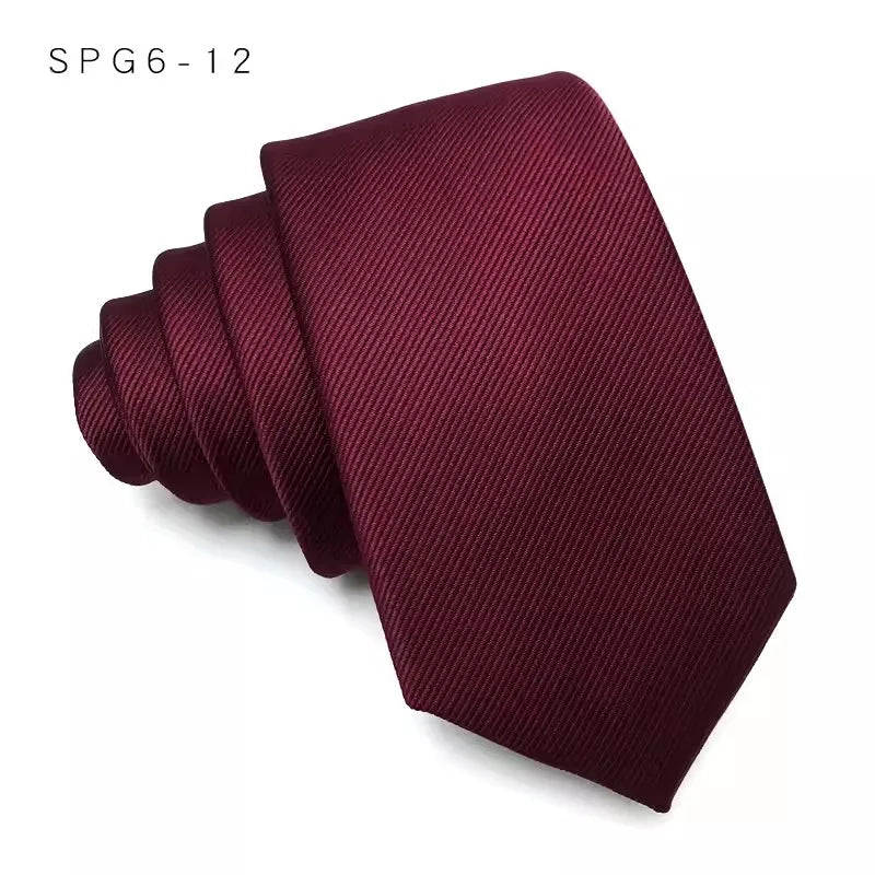 Cravate de luxe fine et étroite pour homme, 6 cm, noire, unie, à pois, rayée, en jacquard, idéale pour les soirées d'affaires