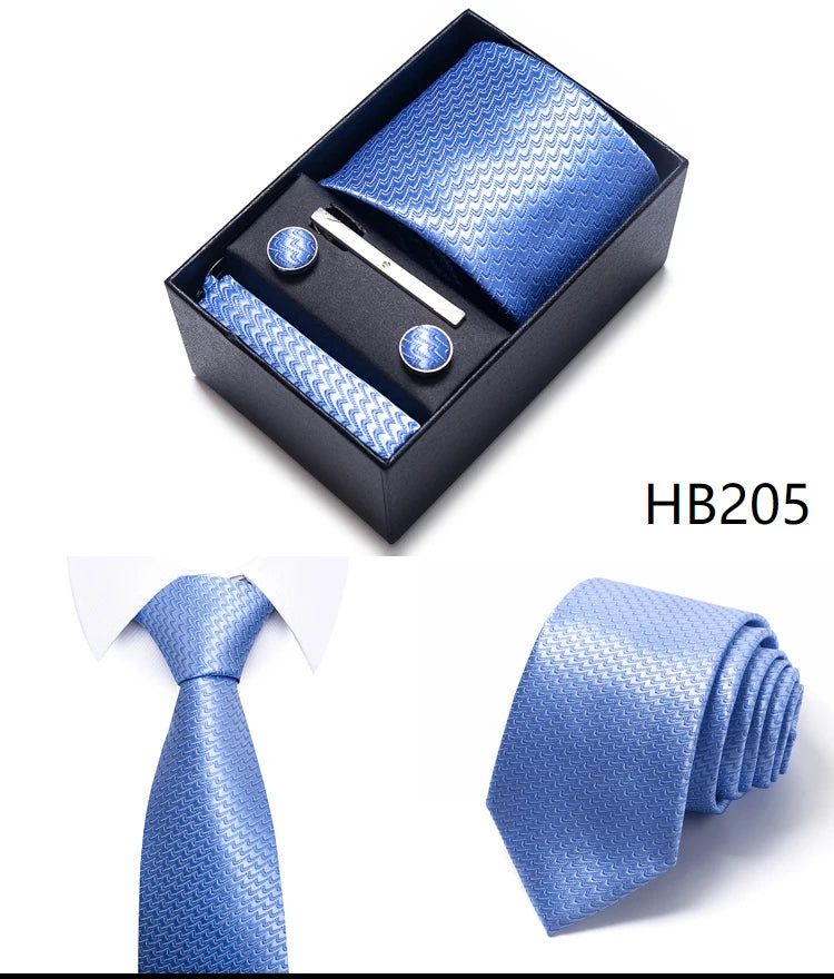 Cravate pour homme, tout nouveau style, cadeau de mariage, ensemble de pochettes, boîte à cravates, accessoires de costume noirs pour hommes