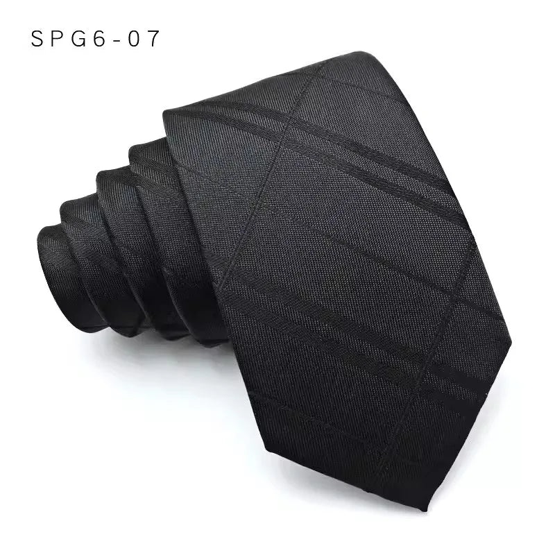 Cravate de luxe fine et étroite pour homme, 6 cm, noire, unie, à pois, rayée, en jacquard, idéale pour les soirées d'affaires
