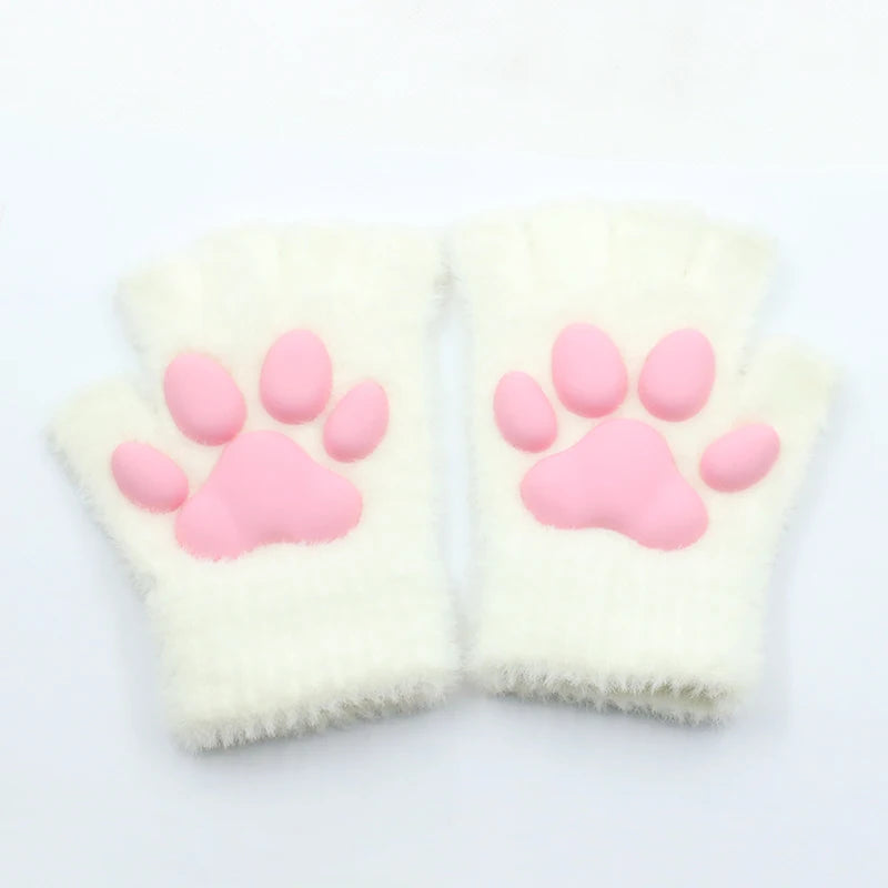 Gants en silicone tendance en forme de griffes de chat, mitaines en peluche 3D, mitaines tricotées pour chaton, accessoires de cosplay Lolita