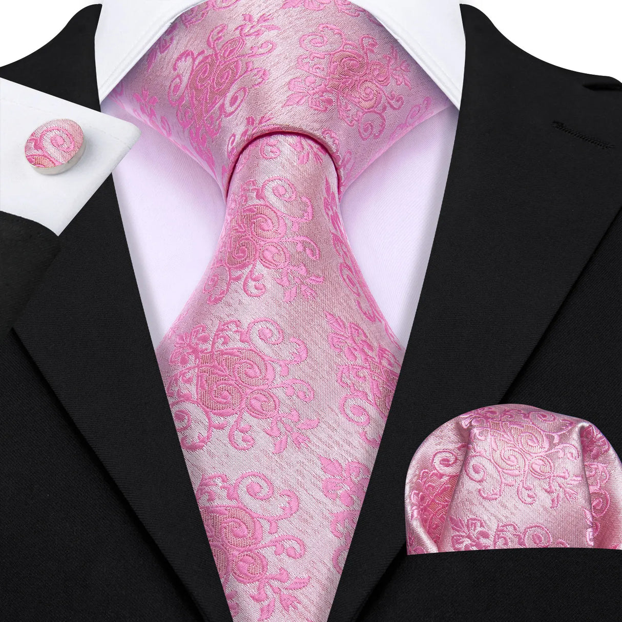 Ensemble élégant de cravates et boutons de manchette en soie à fleurs multiples pour homme, cravate jacquard à fleurs pour mariage, entreprise, fête, événement, Barry.Wang