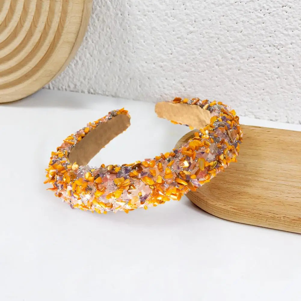 Women Headband Artificial Crystal Embellished Wide Band Headwear Elastic Anti-slip Luxury Fashion Ladies Hair Hoop Accessories