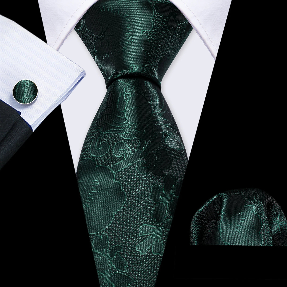 Cravate de mariage noire, dorée et rose pour homme, en soie florale, motif jacquard, pochette, boutons de manchette, pour soirée d'affaires, Barry.Wang