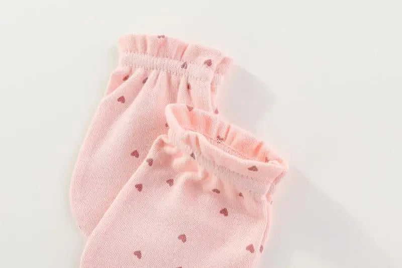 Ensemble bonnet et gants unisexes en coton pour nouveau-né, couleur unie, motif dessin animé, accessoires pour bébé