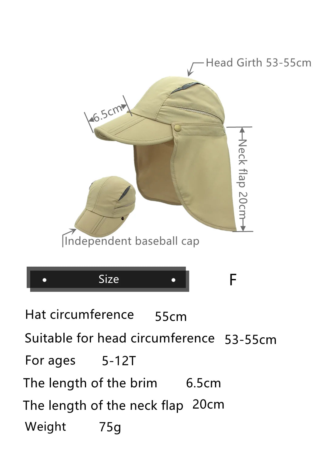 Casquette de protection solaire UPF 50+ pour enfants et garçons, chapeau de pêche réglable et amovible à séchage rapide avec rabat pour le cou