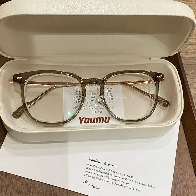 0 ~ -6.0 Myopia Glasses Blue Light Resistant Flat Glasses Oval Resin Lenses Men Computer Optical Eyeglasses Unisex