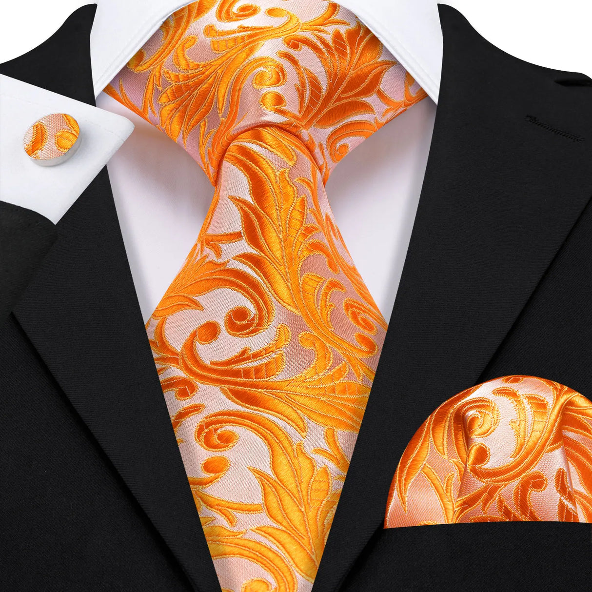 Ensemble élégant de cravates et boutons de manchette en soie à fleurs multiples pour homme, cravate jacquard à fleurs pour mariage, entreprise, fête, événement, Barry.Wang