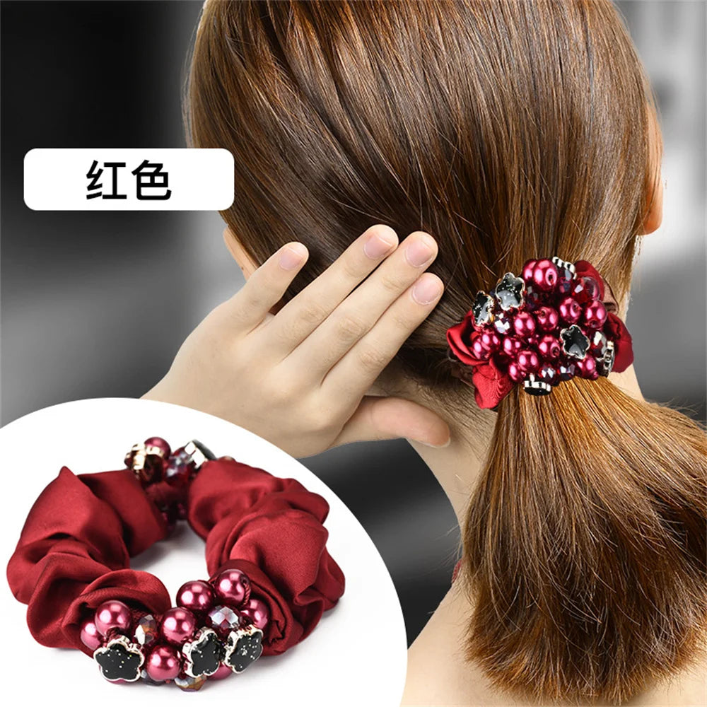 Élastiques à cheveux en perles de cristal pour femmes, élastiques brillants pour queue de cheval, bandeau en caoutchouc souple, accessoires pour cheveux au quotidien