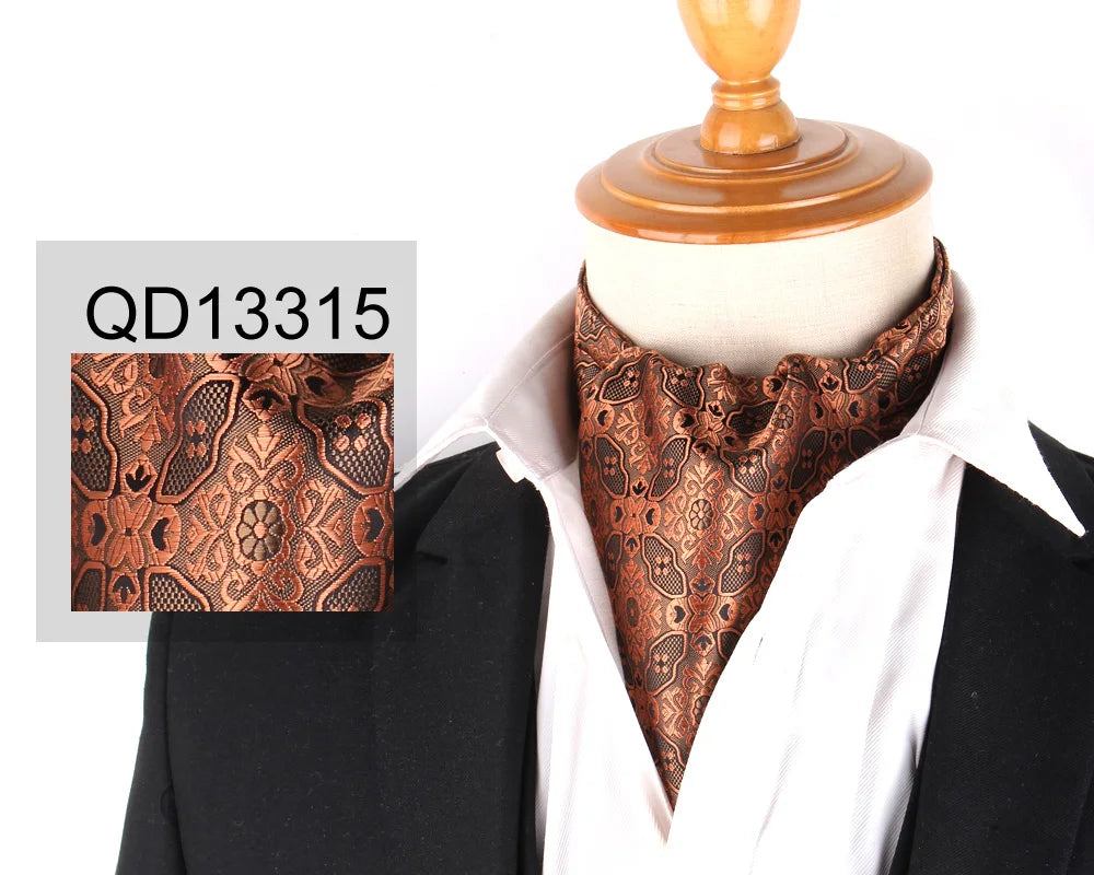 Ascot Tie Cravat Luxury Mens dots Neck Tie Self Tie for Men Wedding Necktie