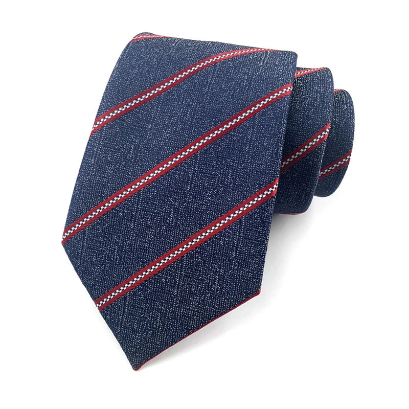Cravate pour homme 8 cm, motif rayé, jacquard tissé, cravate Ascot, pour homme, pour fête de mariage