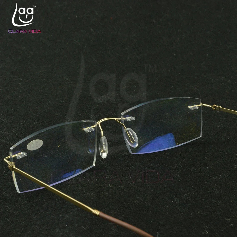 Titanium Frame Ultra Light Memory Gold Frame Coating Lenses Men Women Rimless Reading Glasses 0.75 1 1.5 1.75 2 2.25 To 4