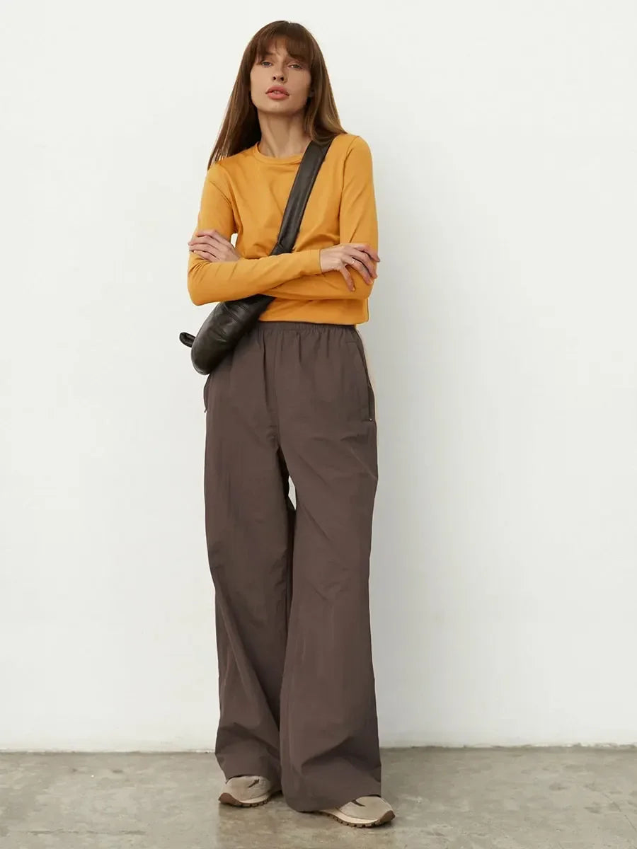 Camiseta Bornladies para mujer, 100 % algodón, básica, lisa, de manga larga, holgada, de gran tamaño, para primavera y otoño