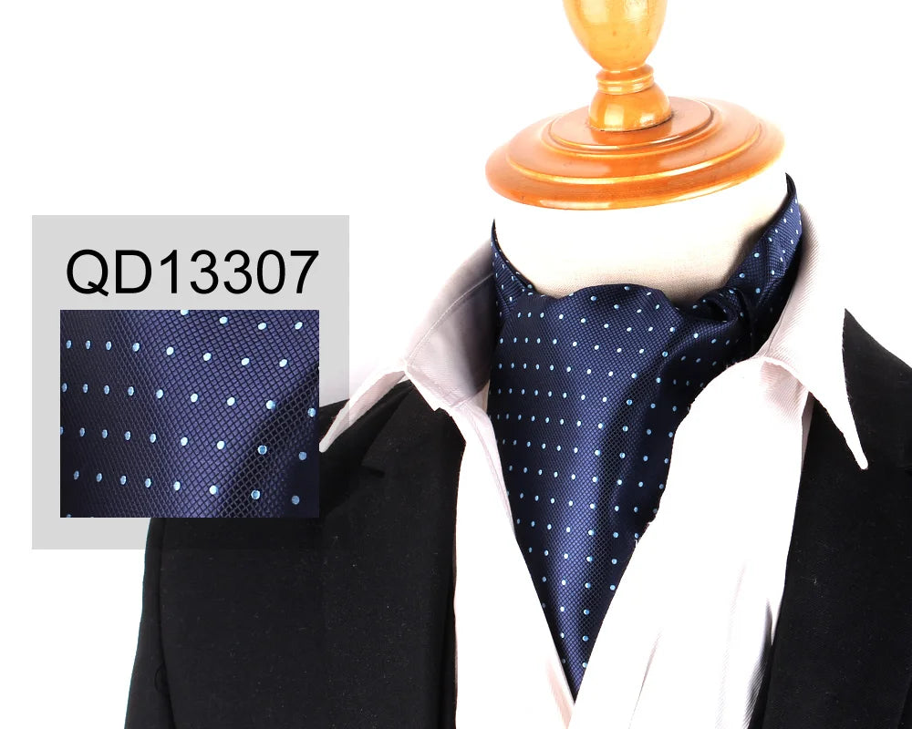 Ascot Tie Cravat Luxury Mens dots Neck Tie Self Tie for Men Wedding Necktie