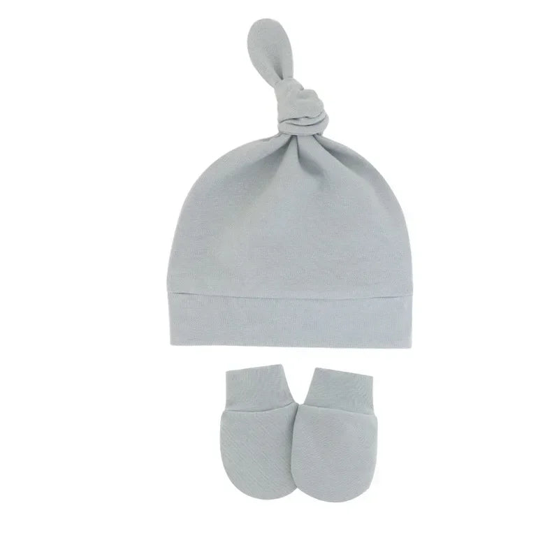 Bonnet pour nouveau-né avec gants, bonnet chaud en coton pour enfants, accessoires pour enfants, bonnet de nuit pour bébés de 0 à 6 mois, automne et hiver