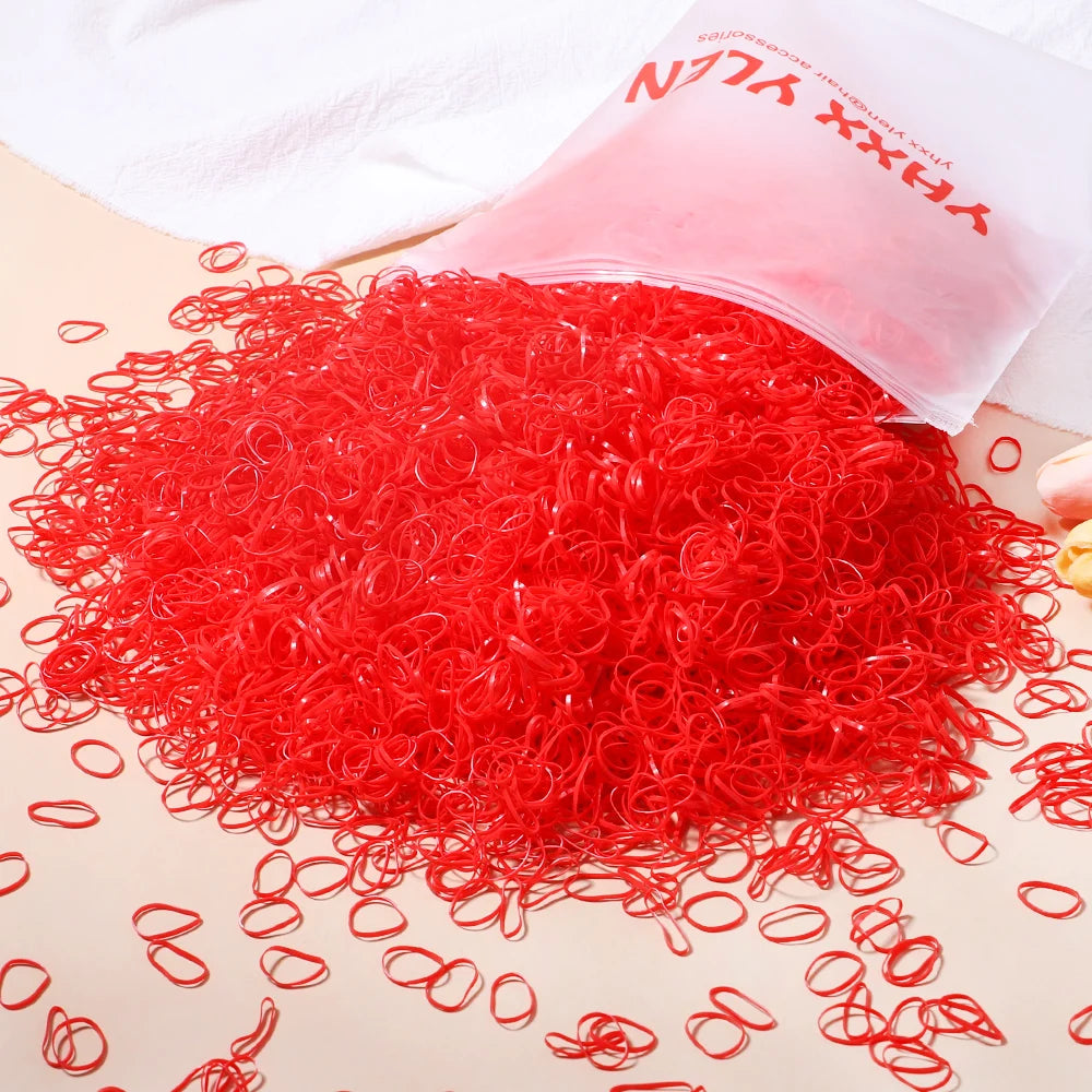 Lot de 1 000 élastiques à cheveux jetables colorés pour filles, accessoires pour cheveux, élastiques pour queue de cheval