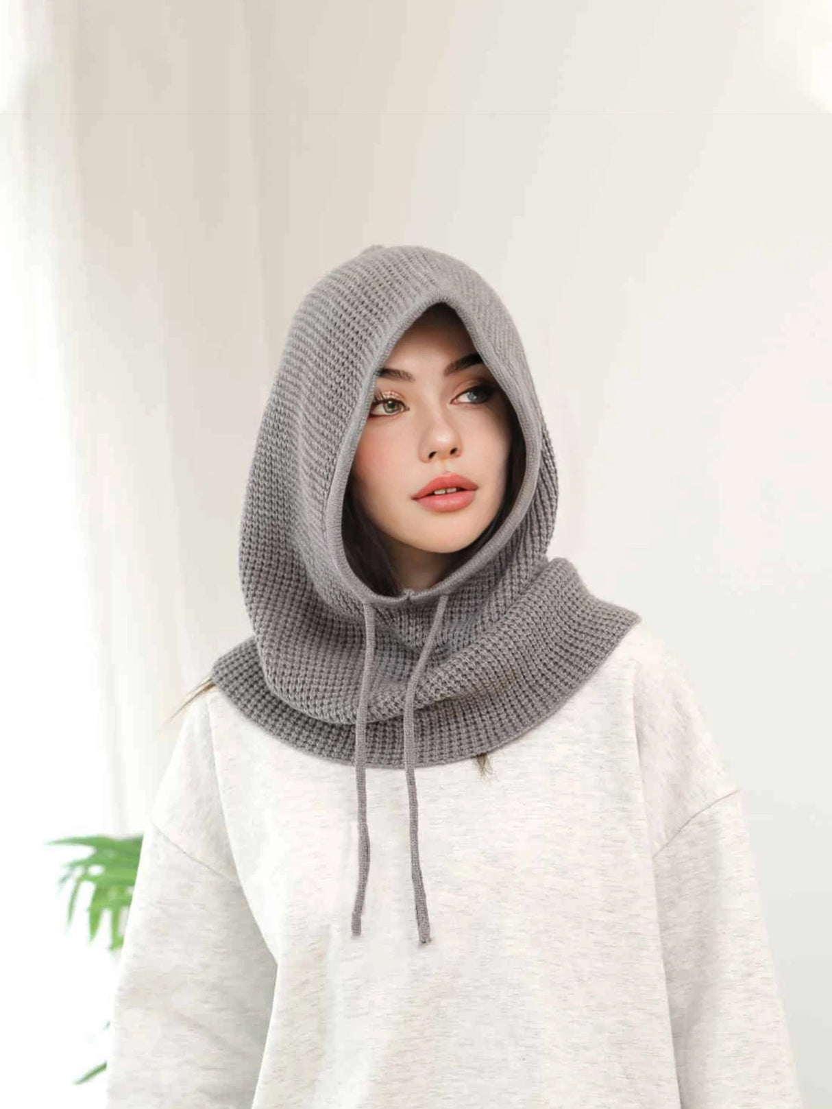 A Women Winter Beanie Hats One-Piece Knit Balaclavas Mask Neck Circle Scarf Ski Snow Hat