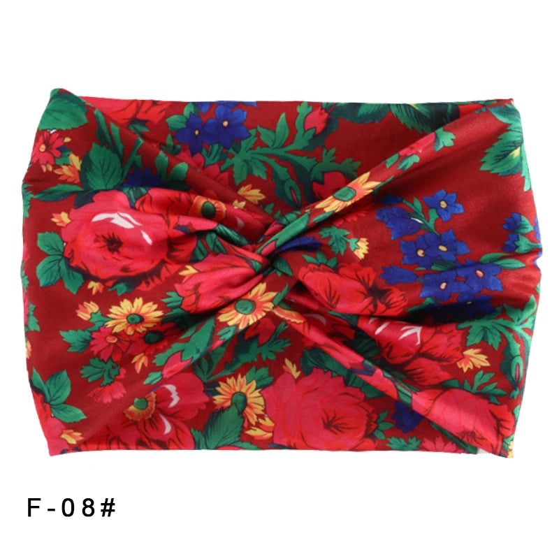 Printed Wide Elastic Headband Pilates Yoga Running Cycling Hairband Turban Makeup Hair Hoop Makeup Headwrap for Women Girl