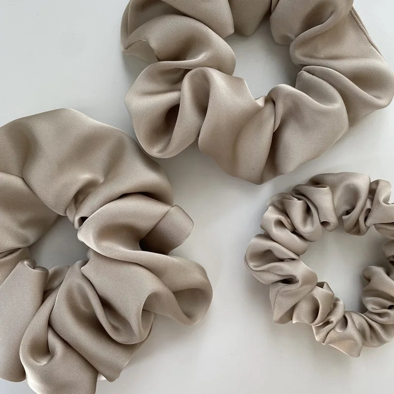 Silk Scrunchie Elastic Hair Bands Solid Color Women Girls Headwear Fashion Headband Ponytail Holder Hair Accessories
