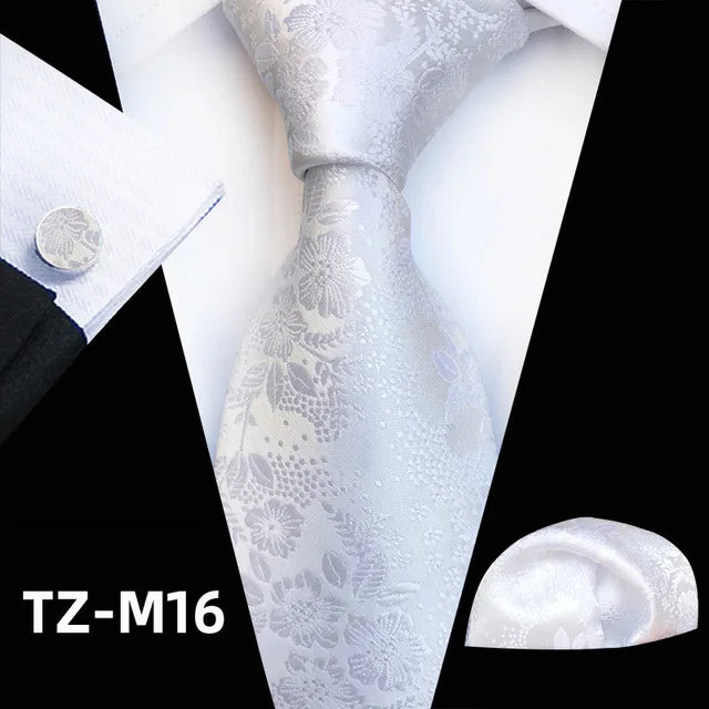 Ensemble de cravates en soie rose floral pour hommes, ensemble de cravates de fête de mariage, mouchoir, broche, boutons de manchette, accessoires pour hommes de haute qualité Gravata