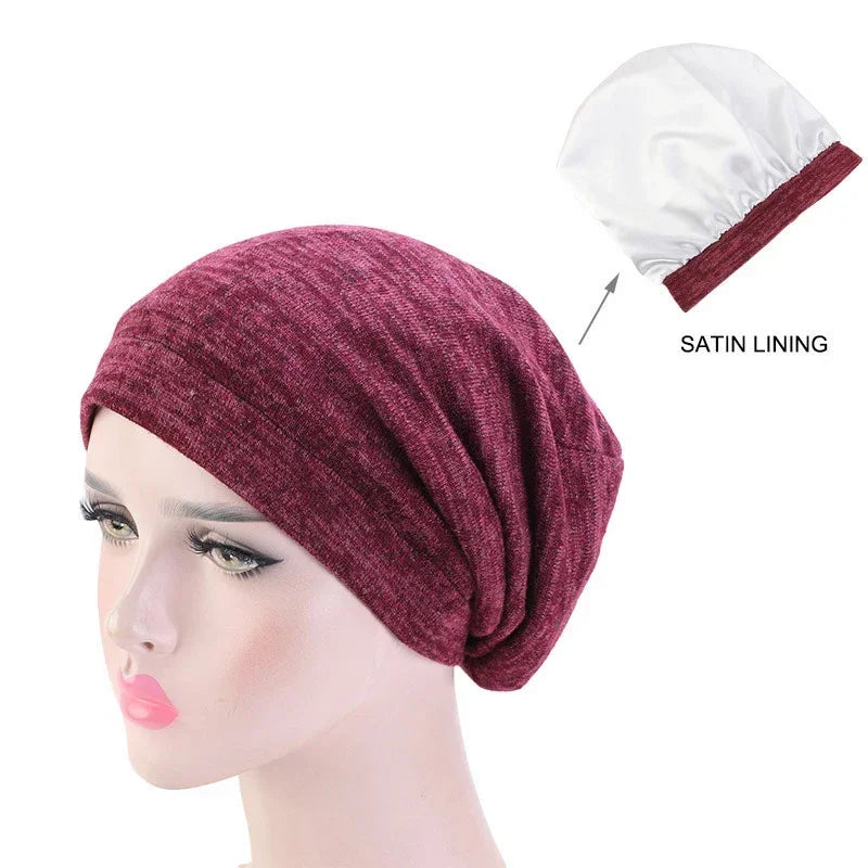 Bonnet de nuit unisexe doublé en satin pour femme et homme, bonnet de nuit ample pour soins capillaires, bonnet anti-chute, bonnet de nuit, couvre-chef
