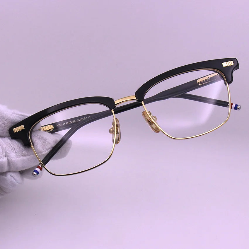 Men Square Business Titanium Acetate Glasses Frame Fashion Brand Designer Ultra-light Eyeglasses TB711 Sun Sunglasses Glasses