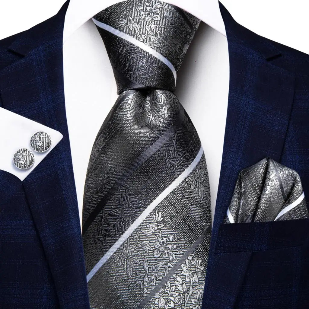 Hi-Tie – Cravate de mariage en soie violette unie à motif cachemire pour homme, ensemble de qualité avec boutons de manchette et mouchoir, cadeau tendance, livraison directe