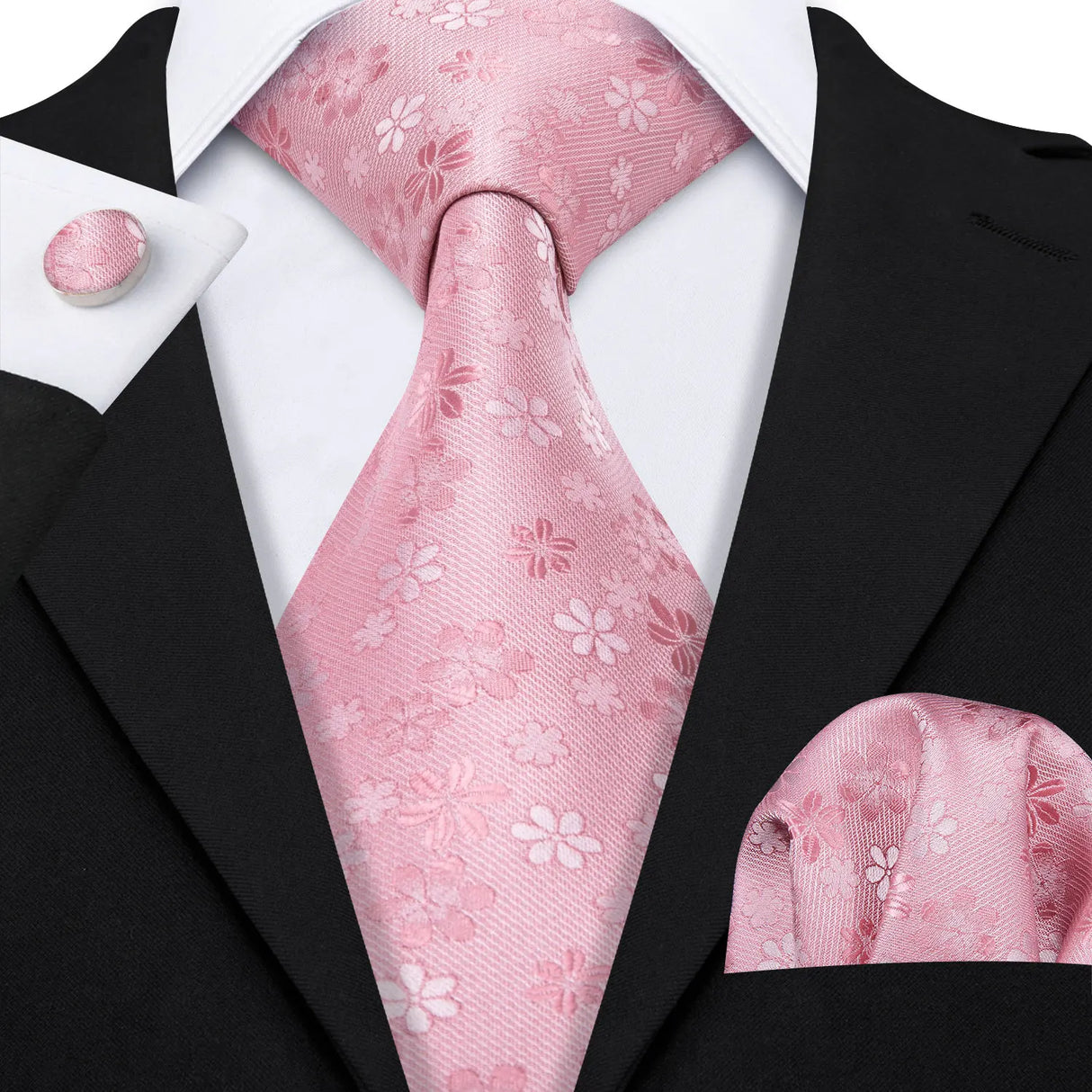 Ensemble élégant de cravates et boutons de manchette en soie à fleurs multiples pour homme, cravate jacquard à fleurs pour mariage, entreprise, fête, événement, Barry.Wang