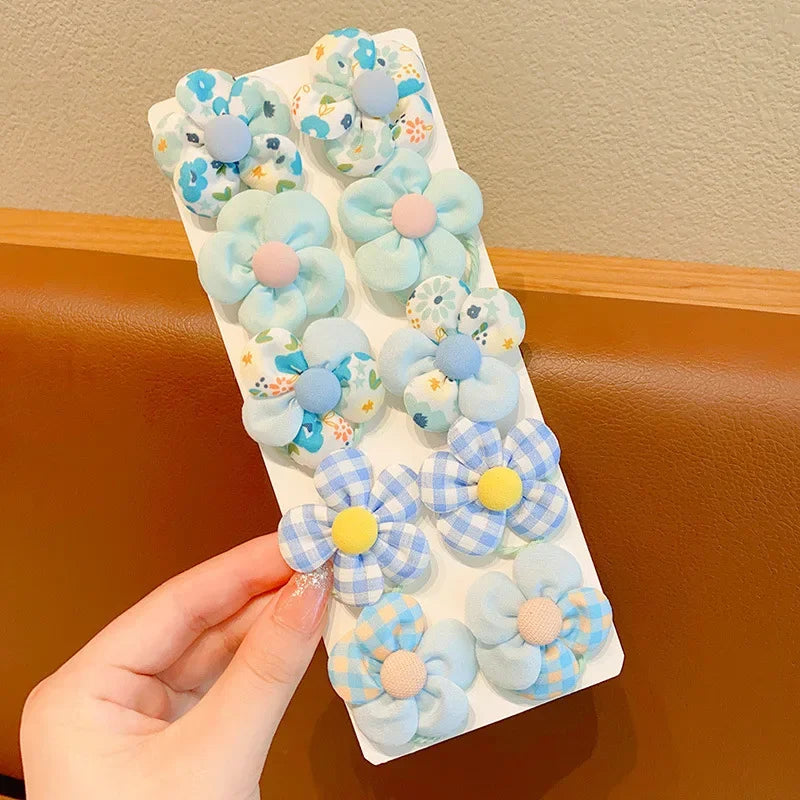 10 Pcs/Set New Baby Girl Cute Colors Flower Hair Bands Ponytail Holder Chilren Soft Scrunchies Rubber Kids Hair Accessories