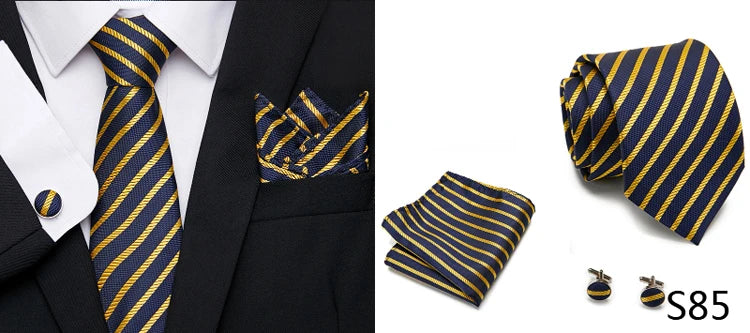 Newest style Green Tie For Men Holiday Present Tie Pocket Squares Set Necktie Striped Wedding Accessories Man
