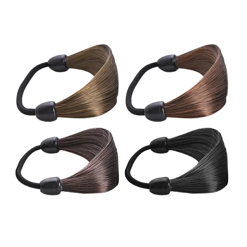Rubber Band Made of Hair Simulation Wig Head Rope Fashion Wig Hair Rings Straight Hair Tie Ponytail High Elastic HairRope