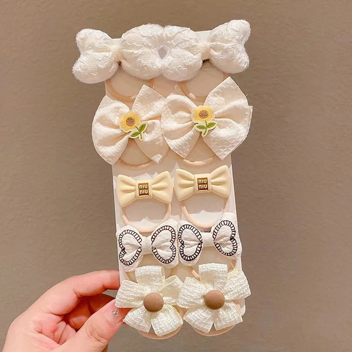 10Pcs/Set Girls Cartoon Hair Band Sweet Bow Hair Ties Elastic Rubber Band Princess Flower Scrunchies Kids Hair Accessories