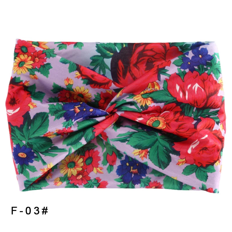 Printed Wide Elastic Headband Pilates Yoga Running Cycling Hairband Turban Makeup Hair Hoop Makeup Headwrap for Women Girl