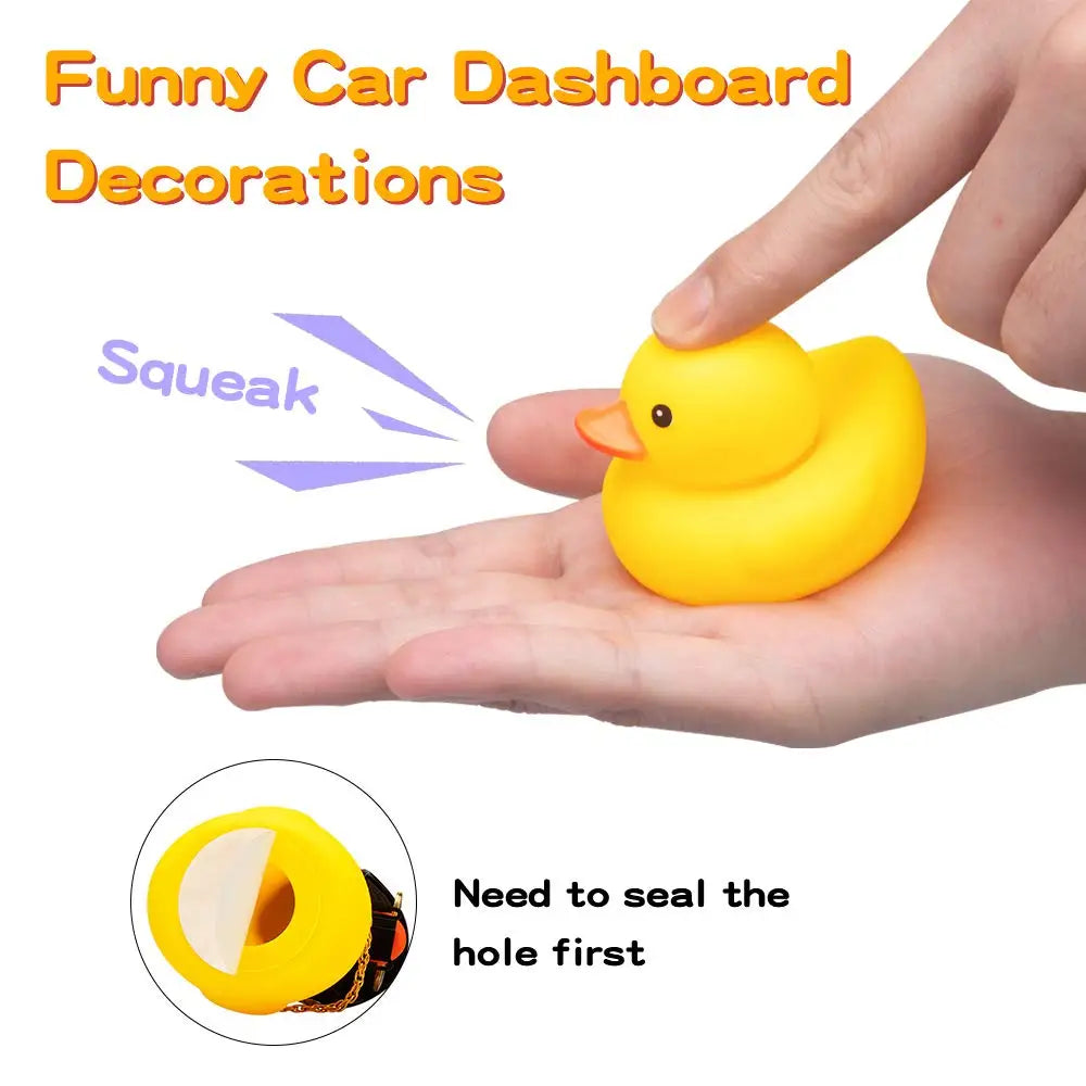 Rubber Duck Toy Car Ornaments Yellow Duck Car Dashboard Decorations Motor Accessories Yellow Duck Ornaments with Helmet for Bike