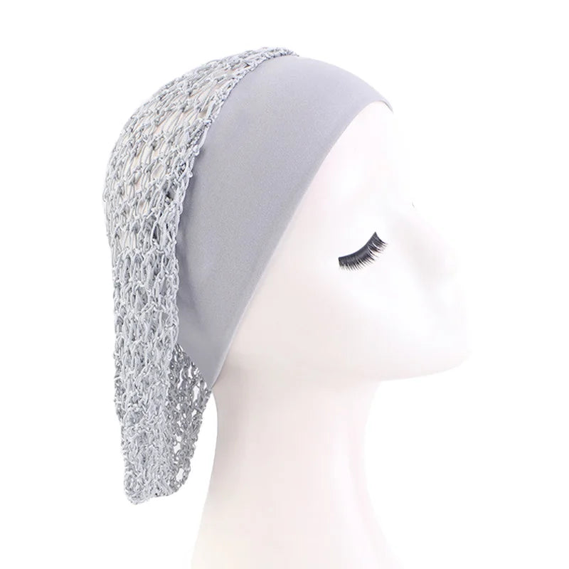 Women Stretchy Wide Band Crochet Hair Snood Mesh Net Wig Cap Head Cover Care Nightcap Pocket Wrap Dreadlock Headwear