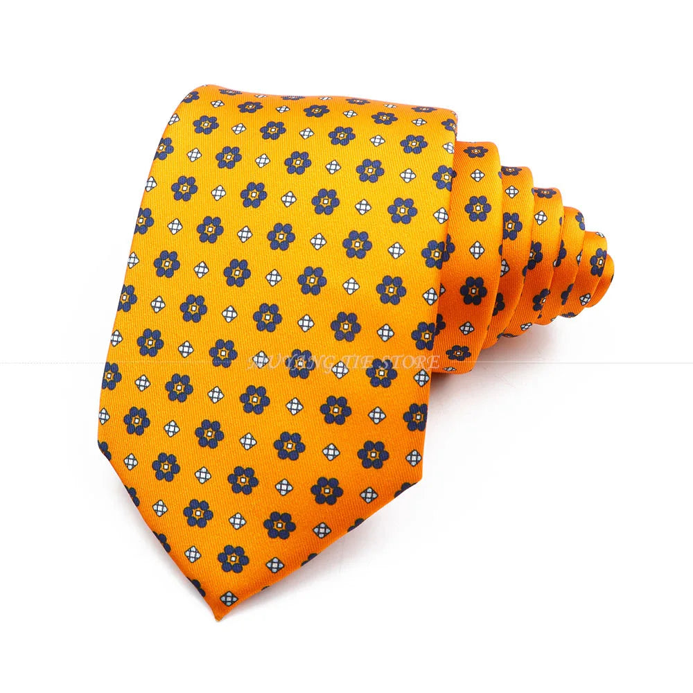 Cravate de luxe en soie imprimée fine de 7 cm pour homme, accessoire classique pour le bureau, les loisirs, les costumes et les fêtes de mariage