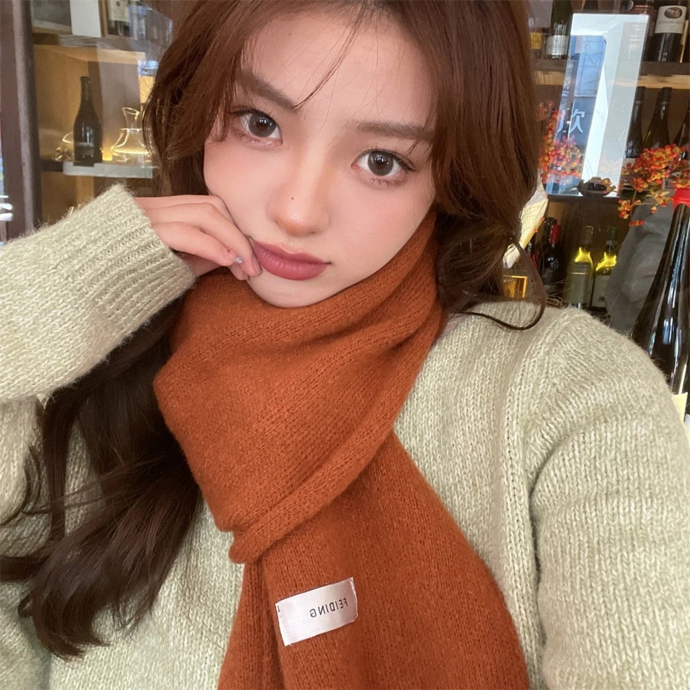 Bufanda de punto cálida de invierno para mujer, bufanda de cachemira de color liso, chales de pashmina gruesos para hombre, manta para exteriores, bufanda Echarpe