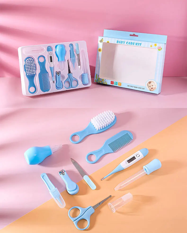 Kit de soins quotidiens pour nouveau-né, 10 pièces, brosse de toilettage pour bébé, peigne, coupe-ongles sûr, cadeau pour bébé
