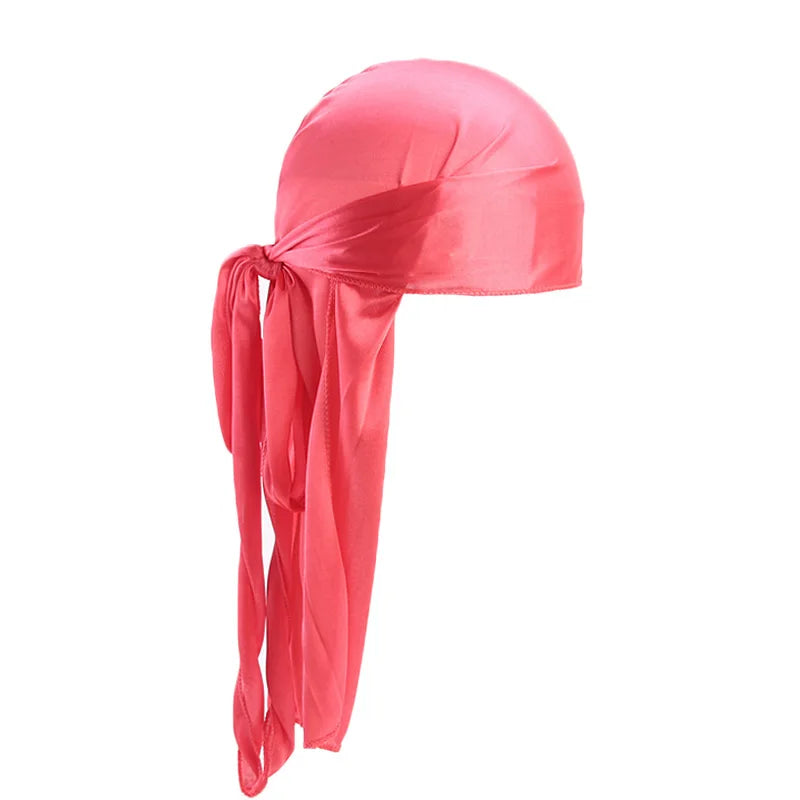 Unisex Silky Long Tail Durag Pirate Hat Turban Fashion Headwraps Cap Bandana Women Men Headwear Caps Hijab Hair Accessories 
