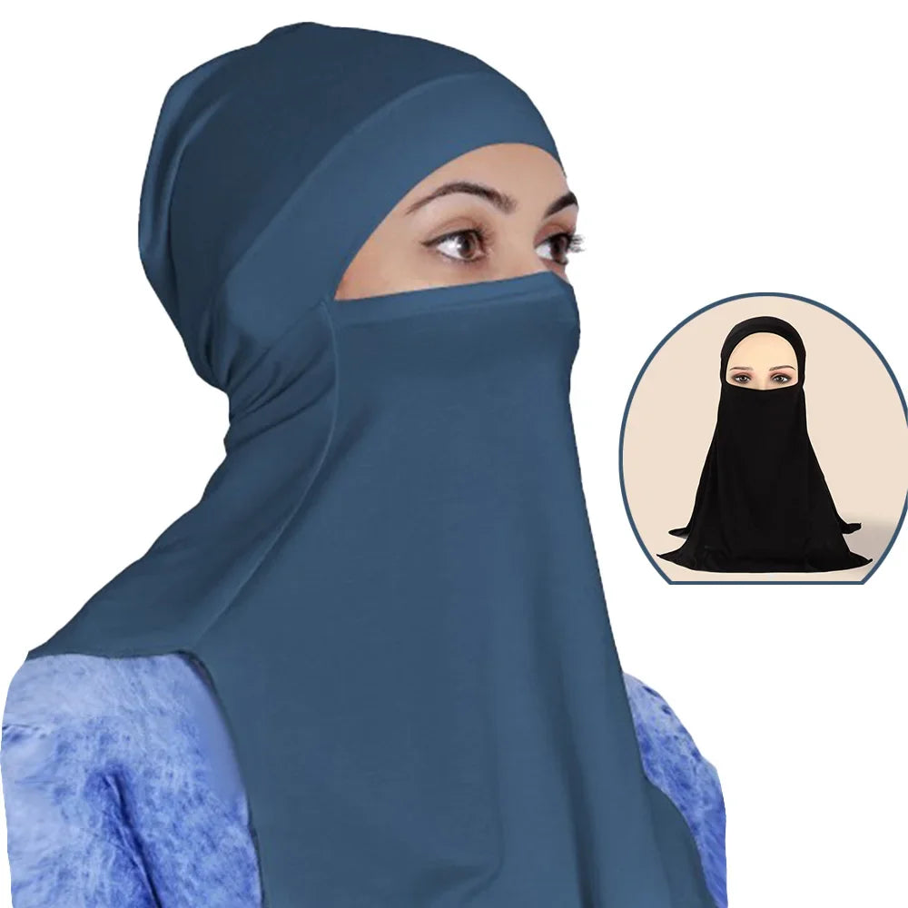 Abaya For Muslim Modal Cotton Face Mask Solid Colour Comfort Women's Pullover Hat Split Cover Hood Turban Scarf Shawl Abaya