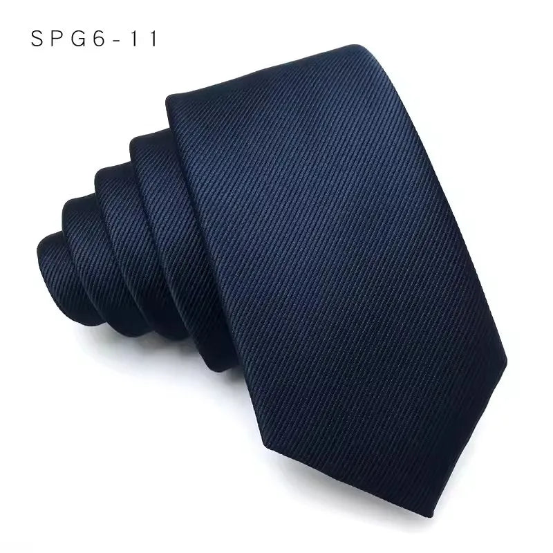 Cravate de luxe fine et étroite pour homme, 6 cm, noire, unie, à pois, rayée, en jacquard, idéale pour les soirées d'affaires
