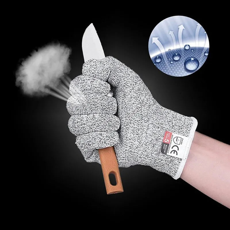 Guantes de trabajo de seguridad anticortes, color gris y negro, nivel 5, protección para cortar vidrio.