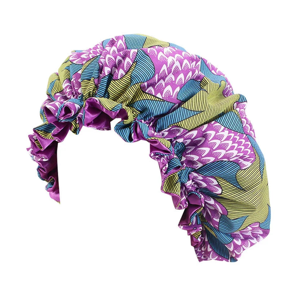 Bonnet de nuit pour enfants et filles, imprimé floral, bonnet de nuit en satin, turban, bonnet de nuit pour enfants, bonnet de soins capillaires, bonnet de nuit
