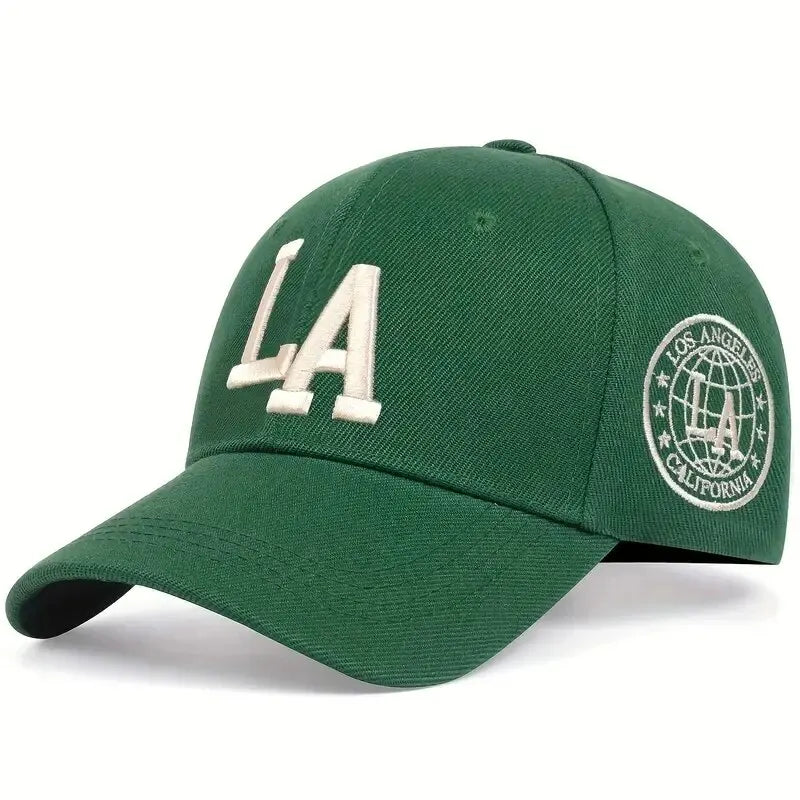 Casquette de baseball unisexe brodée avec lettres « La » pour le printemps et l'automne, chapeau décontracté réglable pour l'extérieur, chapeau de protection solaire