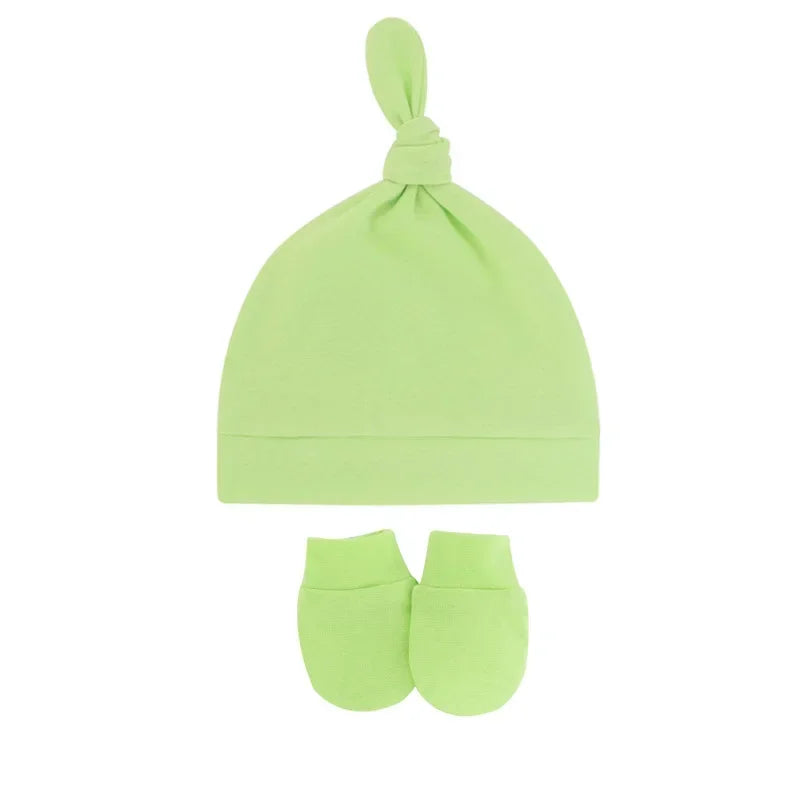 Bonnet pour nouveau-né avec gants, bonnet chaud en coton pour enfants, accessoires pour enfants, bonnet de nuit pour bébés de 0 à 6 mois, automne et hiver