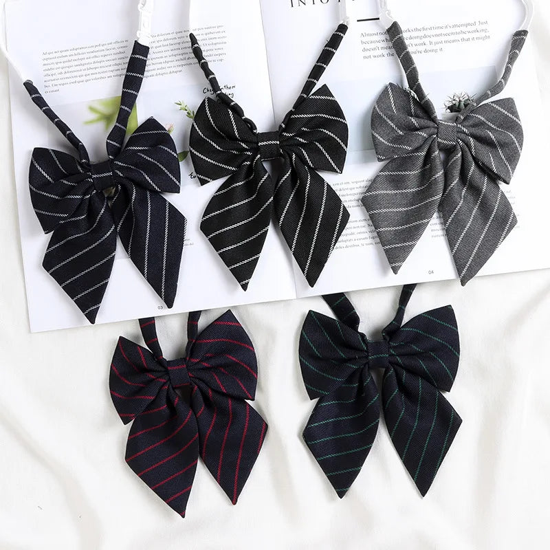 Korean style elegant Ties for men gifts Top clothes accessories Wedding Black Gray Striped JK Ladies Collar Slim Neck Bow tie