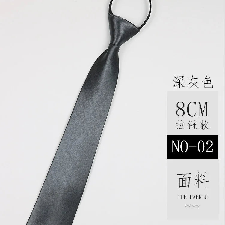 Cravate classique noire 8 cm, imitation soie, unie, pour homme, fermeture éclair, bleu et rouge, étroite, 5 cm, cadeau
