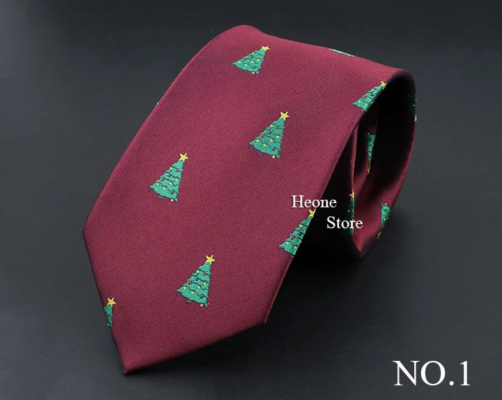 Classic Red Blue Christmas Tie For Men Father Festival Gift Santa Claus Snowman Tree Snowflake Elk Necktie Skinny 7cm Accessory